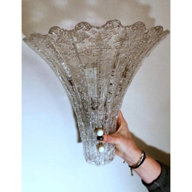 1950s Venini-Martinuzzi Attributed Murano Appliques in "Pulegoso" Glass - a Pair For Sale - Image 10 of 13