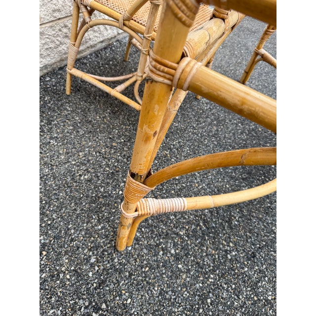 Vintage Rattan and Cane Dining Set With Four Chairs, 1970s For Sale - Image 11 of 12