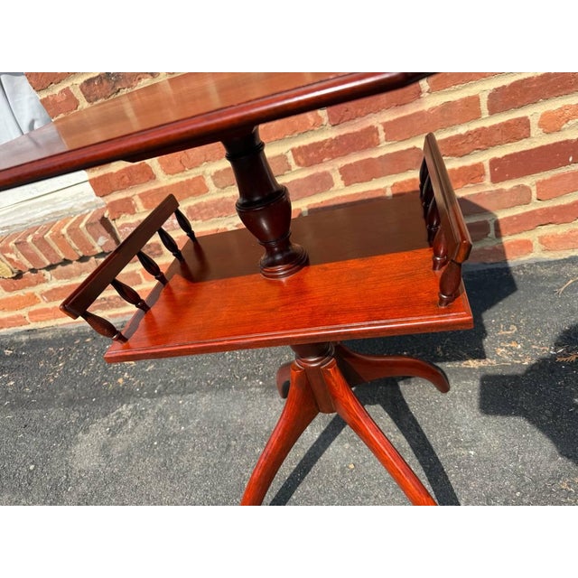 Vintage English Regency Style Mahogany Spider Leg Two Tier Side Table For Sale - Image 4 of 16