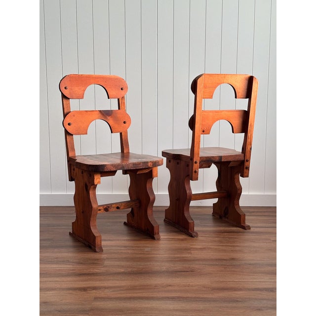 Wood 1970s Brutalist Pine Dining Chairs, Set of 6 For Sale - Image 7 of 18