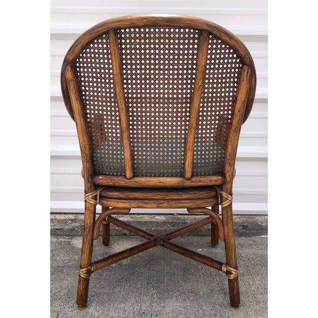 Wood Vintage Mid Century McGuire Rattan & Cane Arm Chair For Sale - Image 7 of 11