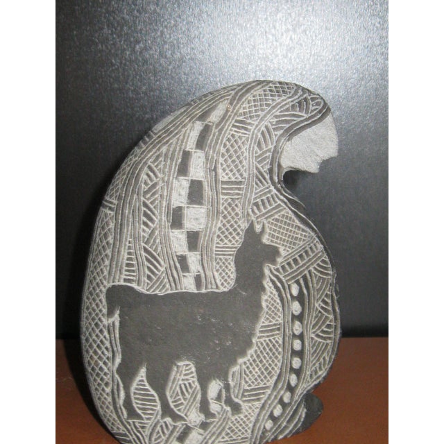 Wonderful Vintage Native American Folk Art Hopi, Native American etched/painted stone artist Beem. The Alpaca/Lama etched...
