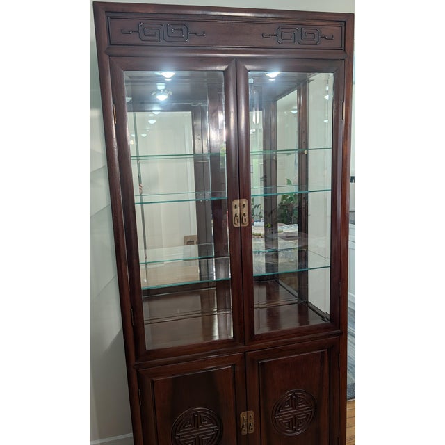 1980s Chinese Solid Hardwood Display Cabinet/Curio Hutch For Sale - Image 4 of 10