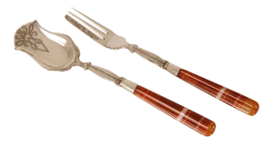 Victorian Flatware Silver Cutlery Agate Tableware Fork Spoon Ginger Cutlery Set- 2 Pieces