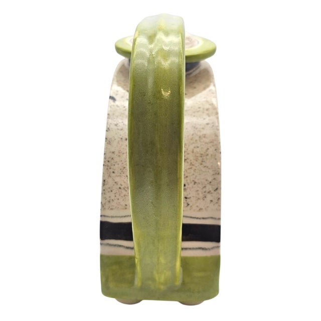 Green Signed D. Kite Postmodern Studio Ceramic Teapot Green Speckle 7.5" For Sale - Image 8 of 13