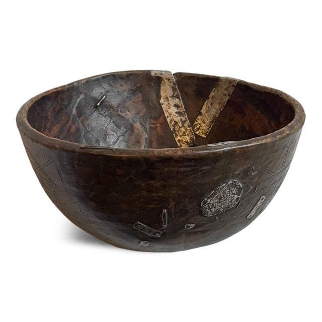 Wood Large Vintage Fulani Wood Bowl For Sale - Image 7 of 9