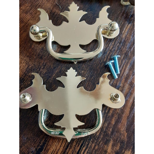 Contemporary Sets 1980s Never Useod Shiny Gold Brass Chippendale Hardware Chippendale - 3 Sets of 6+ For Sale - Image 3 of 6