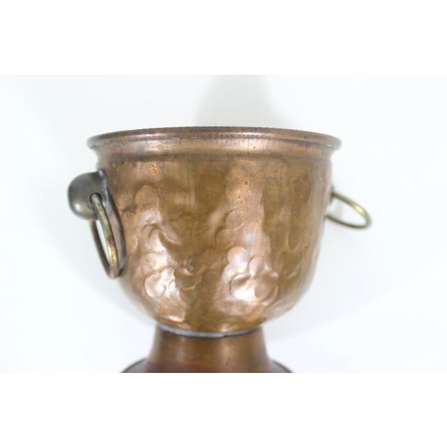 Early 20th Century Primitive Rustic Hammered Copper Planter With Handles, Indoor Garden, Office Decor, England English Style, Rich Patina Old For Sale - Image 11 of 11