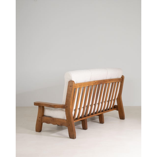 Brutalist Oak Upholstered Sofa, Antique, Belgium, Circa 1970 For Sale - Image 4 of 16