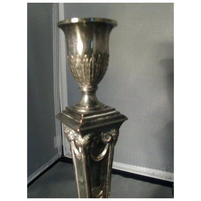 Metal Antique 19th Century Old Sheffield Silver on Copper Candlesticks - a Pair For Sale - Image 7 of 9