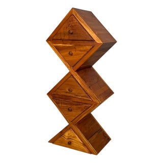 Italian Modern Geometric Wooden Chest of Drawers, 1980s For Sale