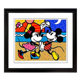 Romero Britto, Mickey Mouse's Greatest Love, Hand Signed, Pop Art, Framed, Disney, 1997 For Sale