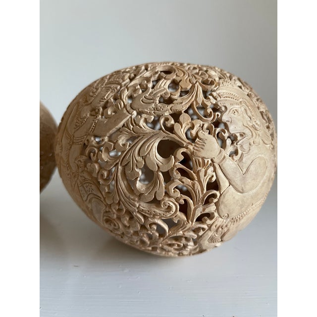 Figurative Early 20th Century Indonesian Coconut Carvings a Pair For Sale - Image 3 of 10