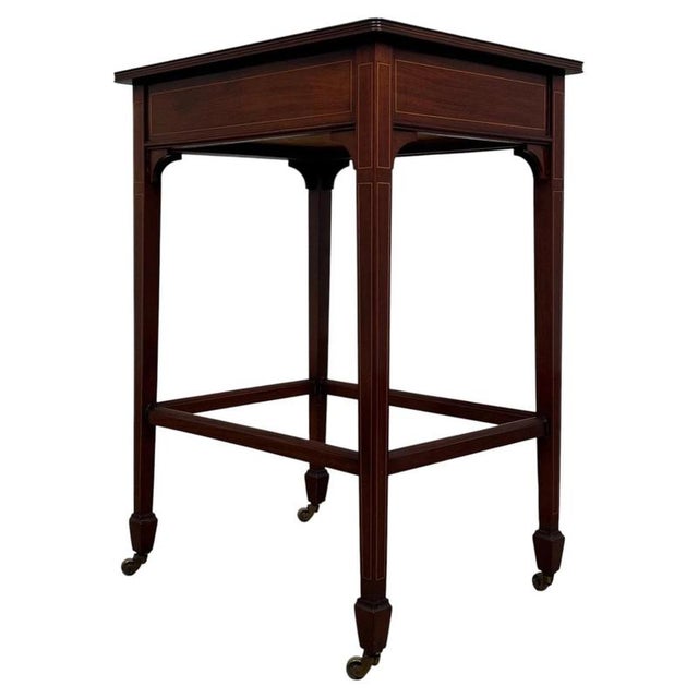 Gold 19th Century English Mahogany Side Table with Satinwood Inlay For Sale - Image 8 of 13