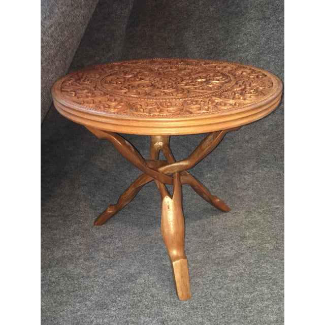 Carved Wood Accent Table Chairish