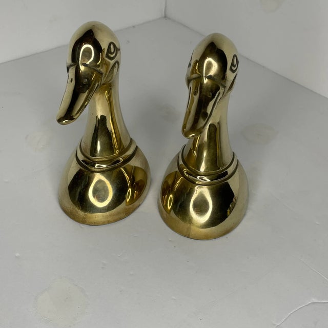 Brass Duck Head Bookends- a Pair For Sale - Image 4 of 7