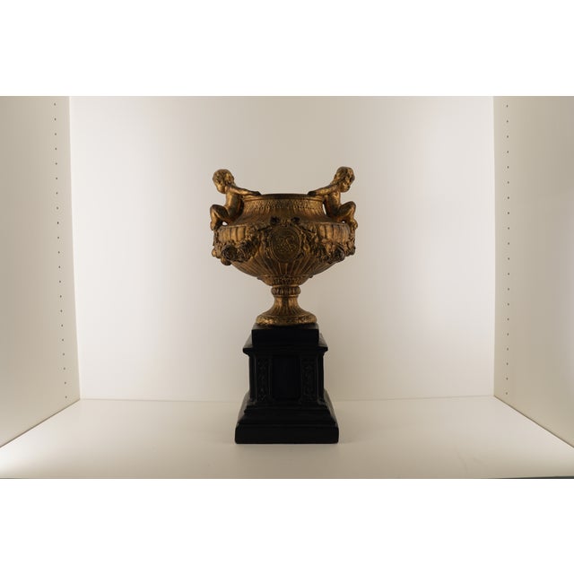 1990s Neoclassical Gilt Ornate Urn For Sale - Image 12 of 18