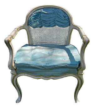 1960s Vintage Hibriten Bernhardt French Provincial Ruffled Caned Vanity Accent Chair