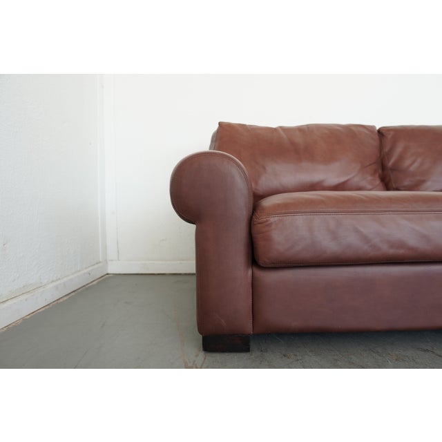 Pottery Barn Turner Roll Arm Leather Sofa For Sale - Image 10 of 15