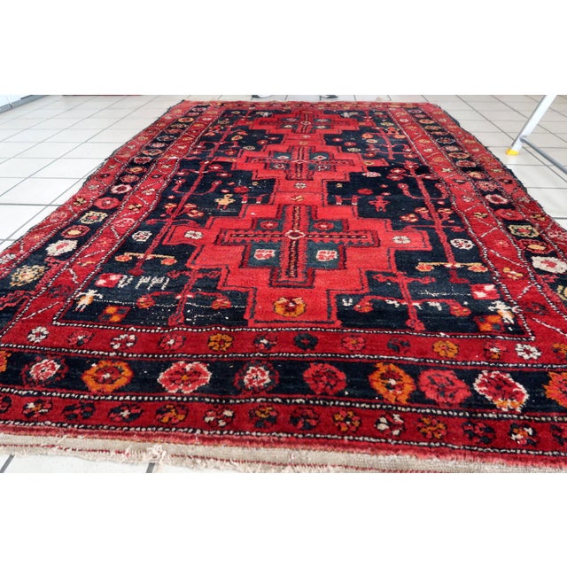 1930s 1930s, Handmade Antique Persian Hamadan Rug 4.6' X 6.7' For Sale - Image 5 of 10