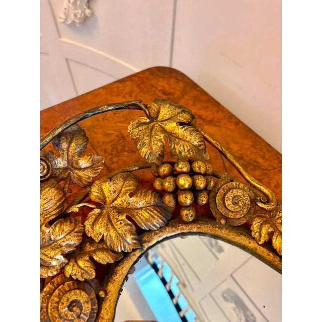 Antique Edwardian Gilt Metal Mirrored Grape Vine Drinks Serving Tray, 1900 For Sale - Image 9 of 12