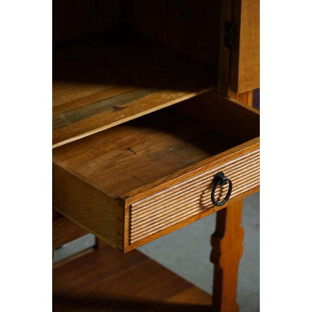 Scandinavian Narrow Oak Cabinet, 1950s For Sale - Image 14 of 17