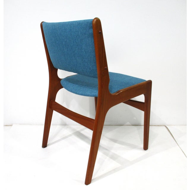 Blue Erik Buch Teak Upholstered Dining Chairs Model 89 Denmark For Sale - Image 8 of 13