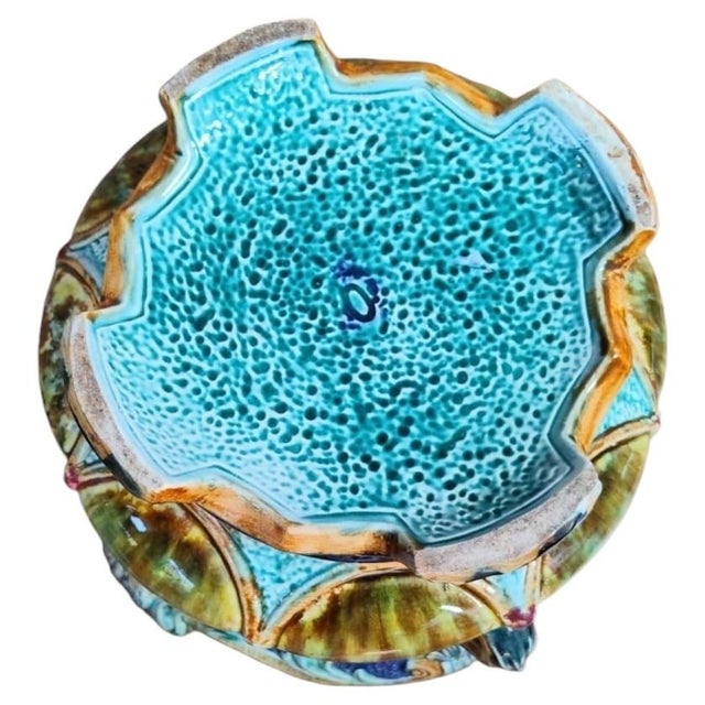 19th Century Majolica Flowers Cache Pot Wasmuel For Sale - Image 4 of 4