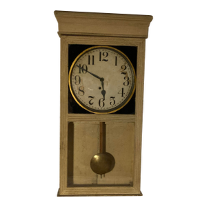 Antique American School Clock Glass Front Gilding on Glass Around Face