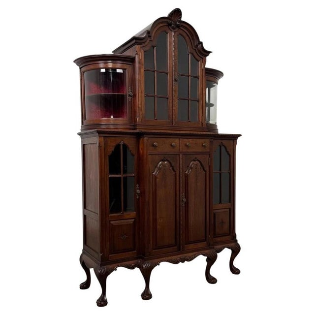 19th Century Antique Queen Anne Walnut Display Cabinet For Sale - Image 6 of 13