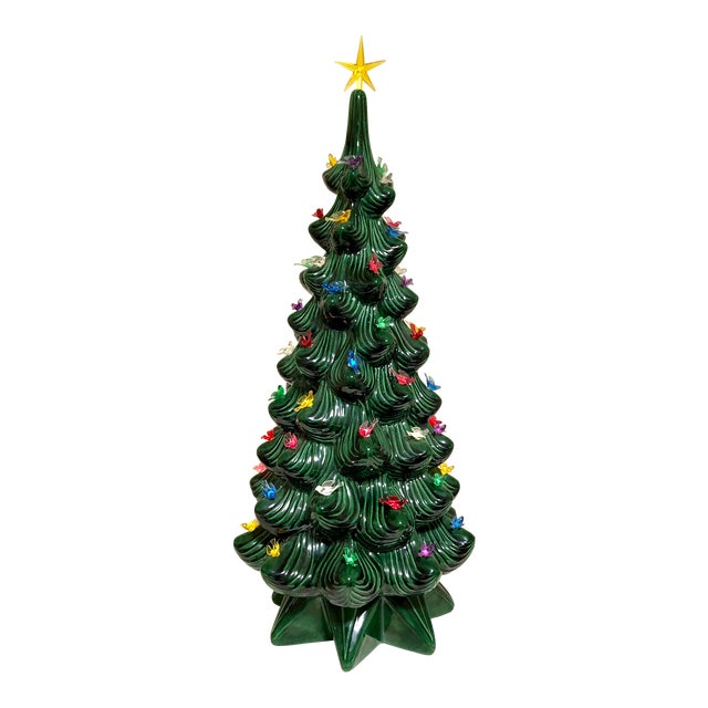 Vintage Ceramic Lighted Christmas Tree With Birds Chairish