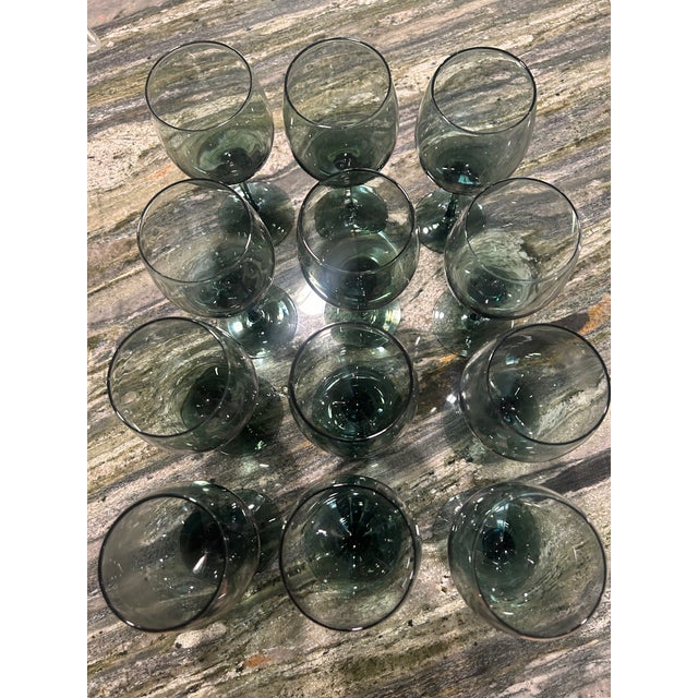 1970s Mid Century Modern Lenox Blue Shadow Wine Glasses- Set of 12 For Sale - Image 5 of 11