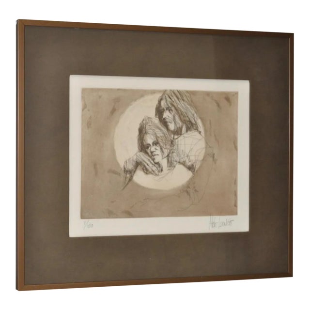 1970 Limited Edition Lithograph of a Young Couple by Aldo Luongo For Sale