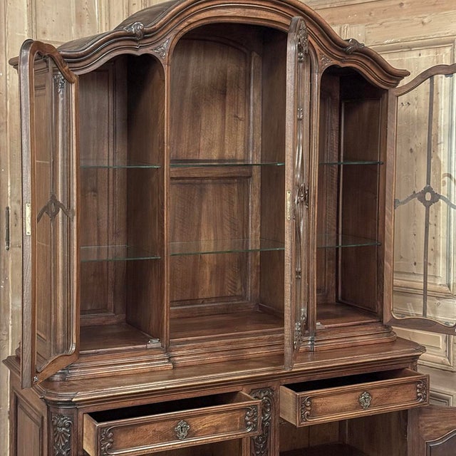 Antique Liegeois Hand-Carved Walnut Bookcase ~ China Buffet For Sale - Image 16 of 18