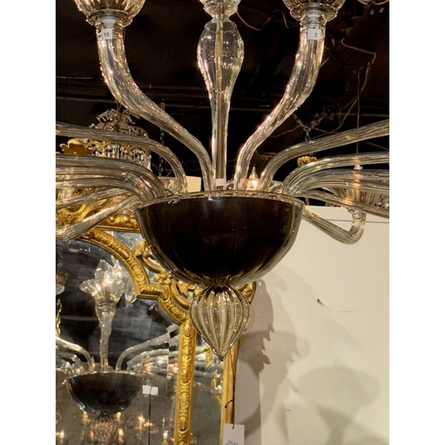 Large 16 Arm Murano "Fume" Glass Chandelier For Sale - Image 4 of 7