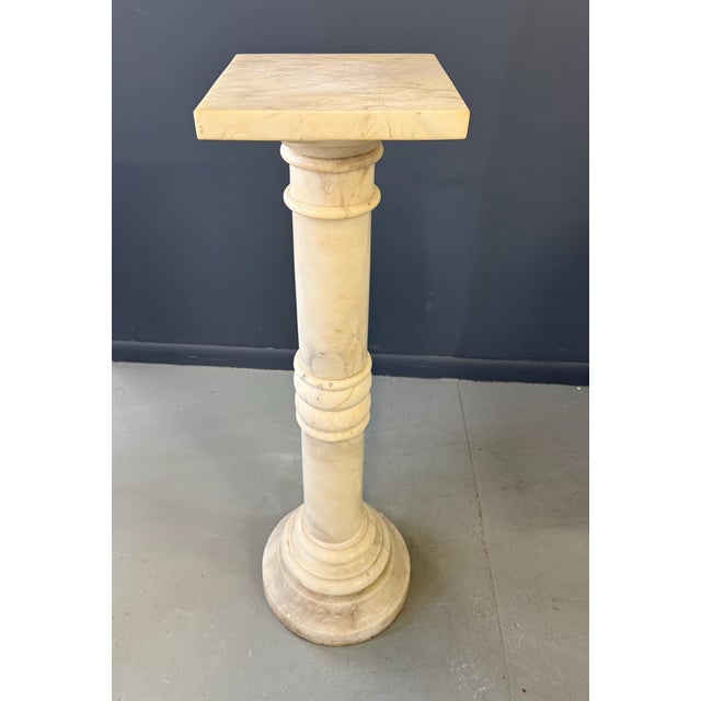 1920s Antique Italian White 7 Piece Carved Alabaster Pedestal Column For Sale - Image 5 of 13