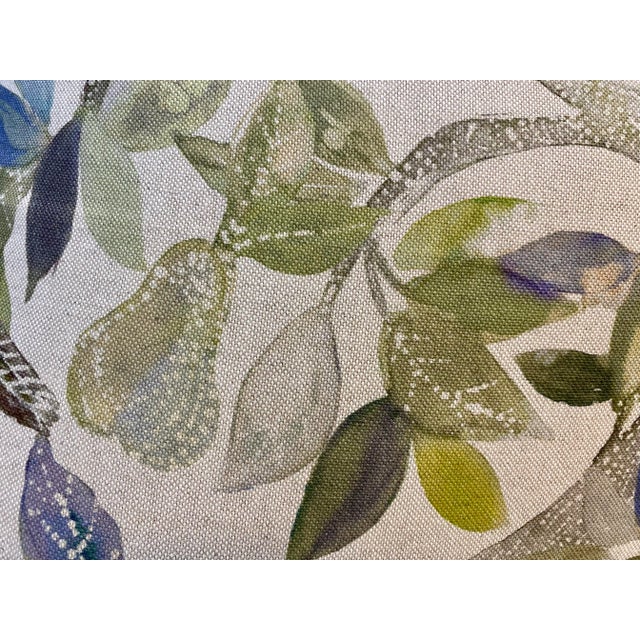 Textile 20” Square Pillow Featuring Partridges in a Pear Tree Floral Print - Made in U K For Sale - Image 7 of 11