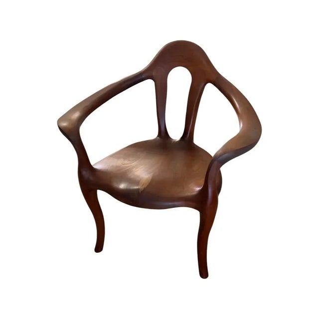 Modern Sam Maloof Style "Female Form" Sculptural Walnut Modern Armchair For Sale - Image 3 of 13