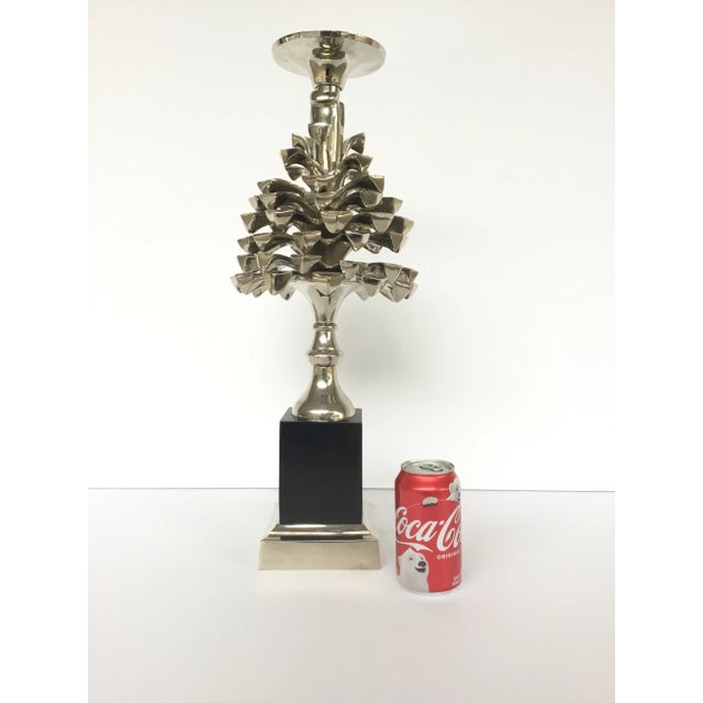 Transitional Polished Nickel Pinecone Pillar Candle Holder For Sale - Image 4 of 5