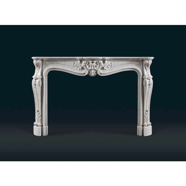 French Louis XV Rococo Style Carrara Marble Fireplace Surround For Sale - Image 5 of 5