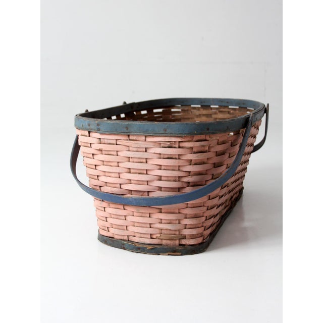 Antique American Splint Weave Gathering Basket For Sale - Image 12 of 15