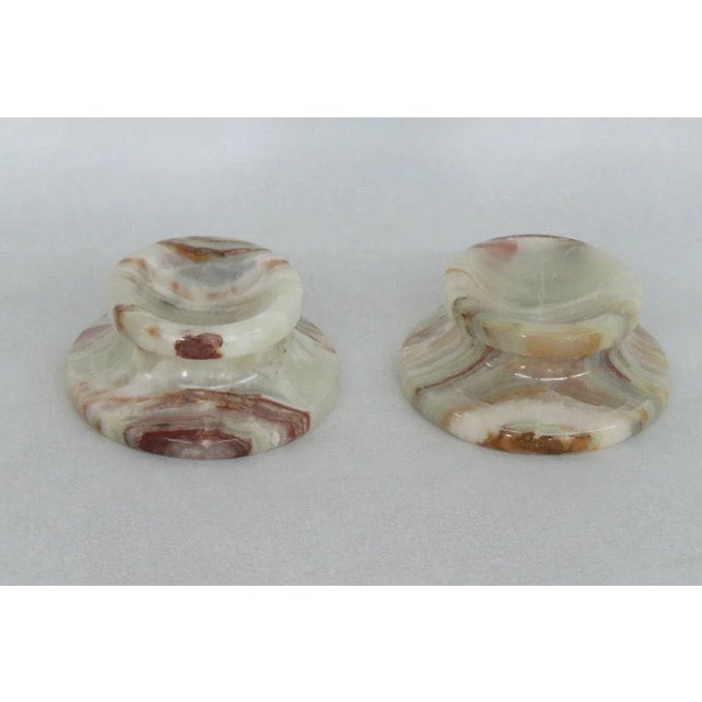 Glass Slag Glass Vintage Candle Holders - A Pair For Sale - Image 7 of 11