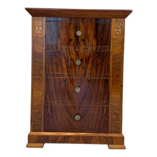 Biedermeier Style Chest of Drawers in Burl Wood, 1970s For Sale