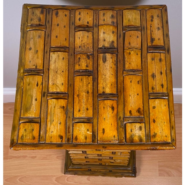 Wood Hand-Crafted Bamboo Side Table, Coastal Chic MCM End Table For Sale - Image 7 of 7