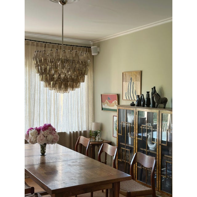 Glass Sand-Colored Murano Glass Poliedri Chandelier in the style of Scarpa For Sale - Image 7 of 13