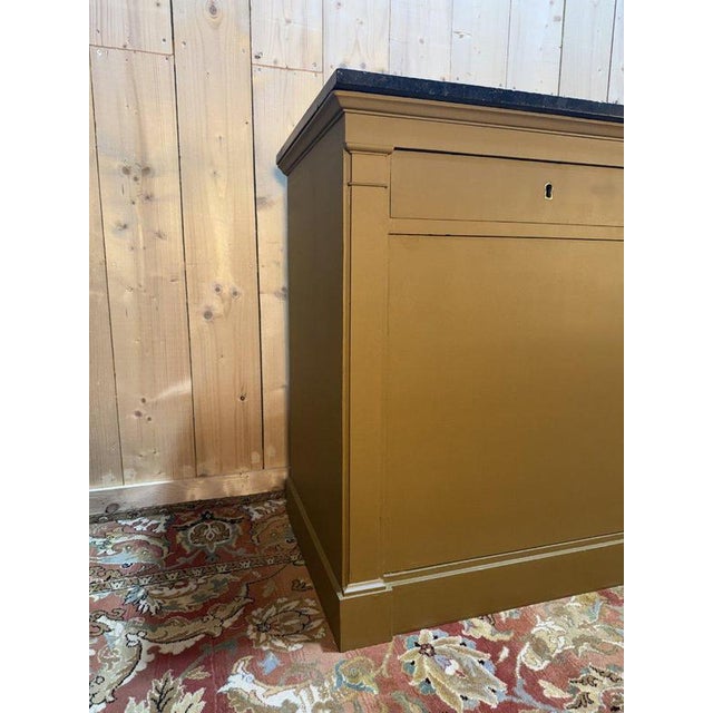 Louis Philippe Style Sideboard in Painted Wood and Black Marble For Sale - Image 3 of 9