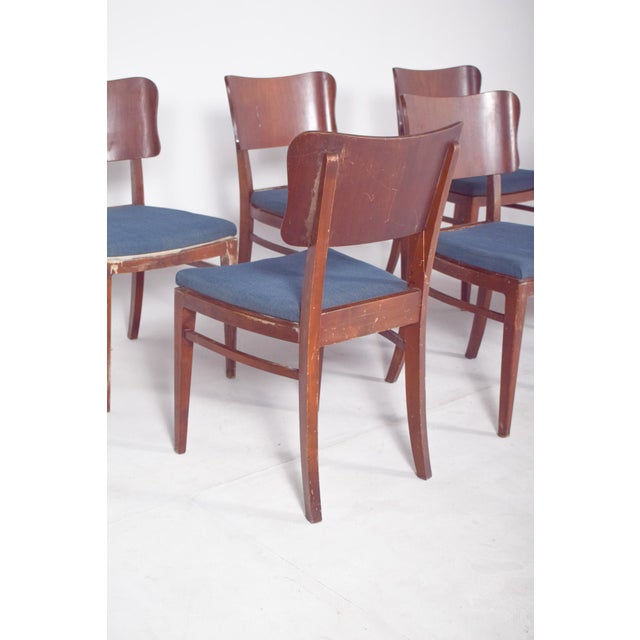 Danish Blue Upholstered Dining Chairs, 1950, Set of 6 For Sale - Image 6 of 10