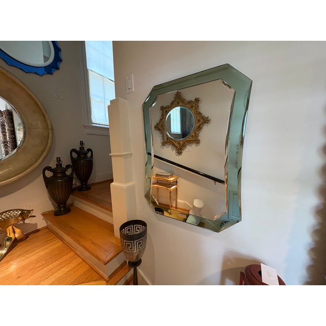 1950s Italian Modern Fontana Arte Inspired Beveled Mirror For Sale - Image 10 of 12