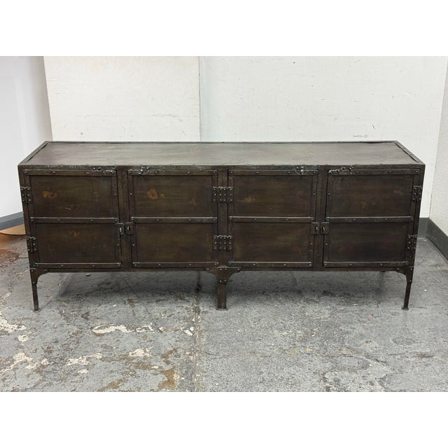 Metal Restoration Hardware Industrial Tool Chest Sideboard For Sale - Image 7 of 12