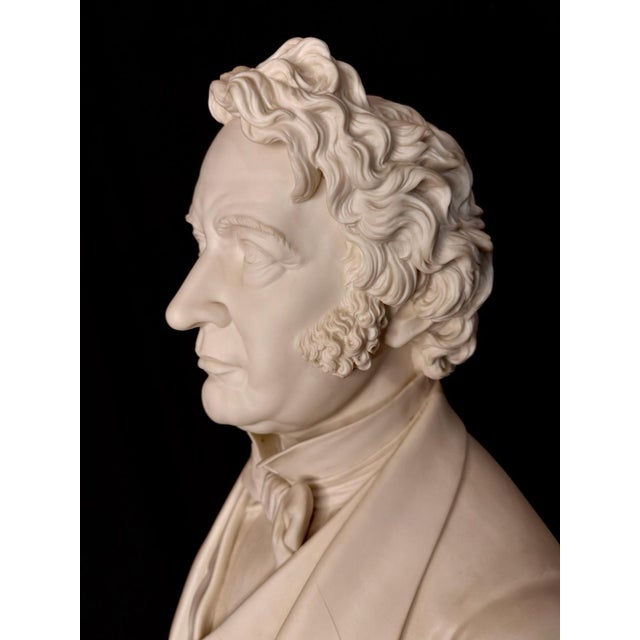 Realism Rare EXTRA LARGE Antique Parian CHARLES SUMNER Bisque Portrait Bust Statue For Sale - Image 3 of 18